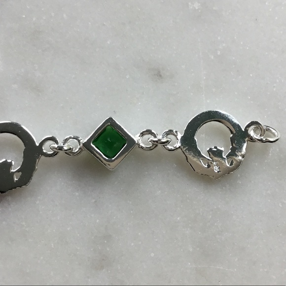 Sale $49 Firm! Sterling Claddagh Charm & Green Cz Bracelet - Picture 17 of 17